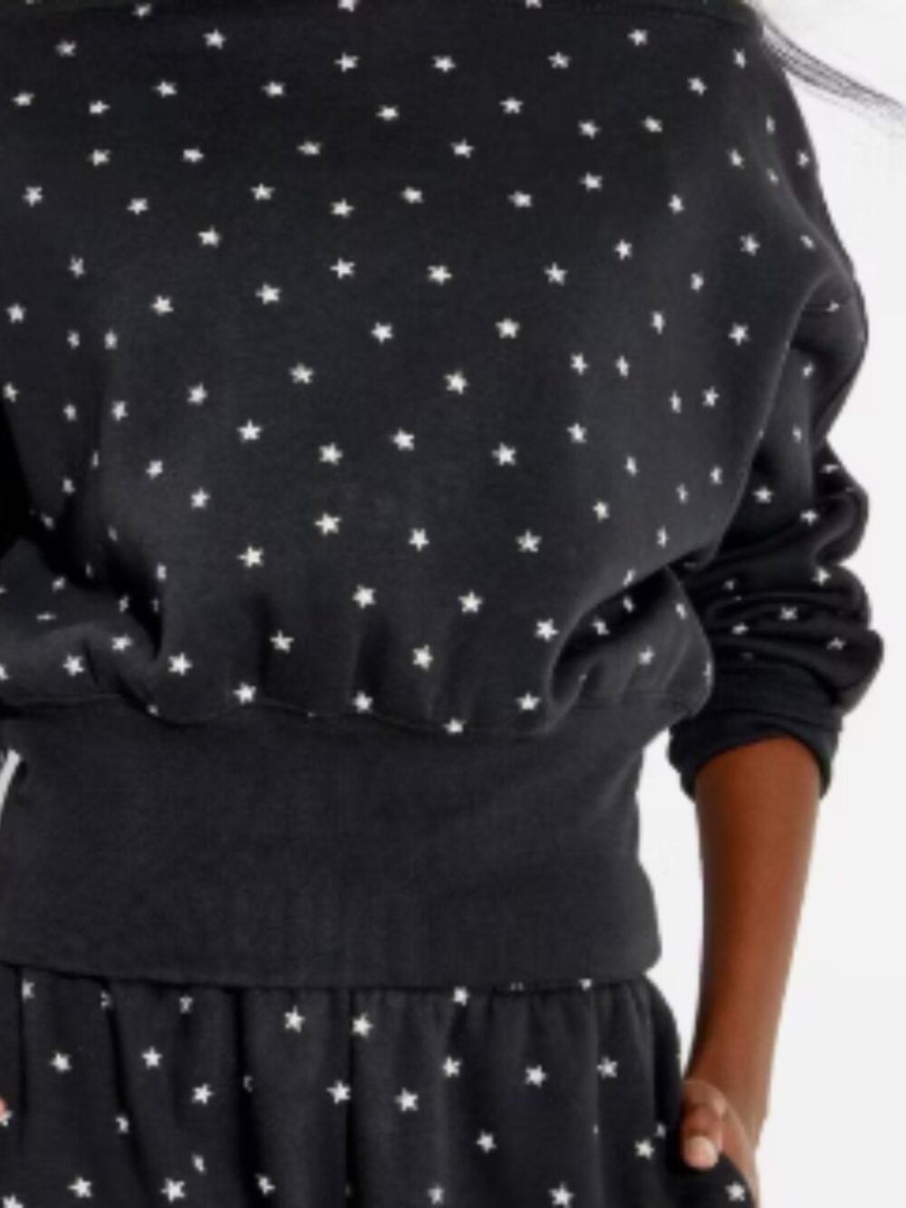 Women's Off the Shoulder Pullover Sweatshirt - Wild Fable™ Hematite Star M